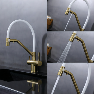 Смеситель для кухни Splenka S70.62.03 с подключением фильтра золотой сатин